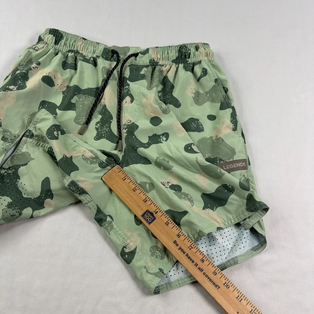 Legends Luka Shorts Mens M Green Camo Athletic Lined Gym Performance Running